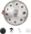 Handpan Drum,22inch 10 Sounds D Minor Silver Print 432hz Handpan, Adult's Steel Hand Pan Instrument, Sounds Clean Clear Ethereal