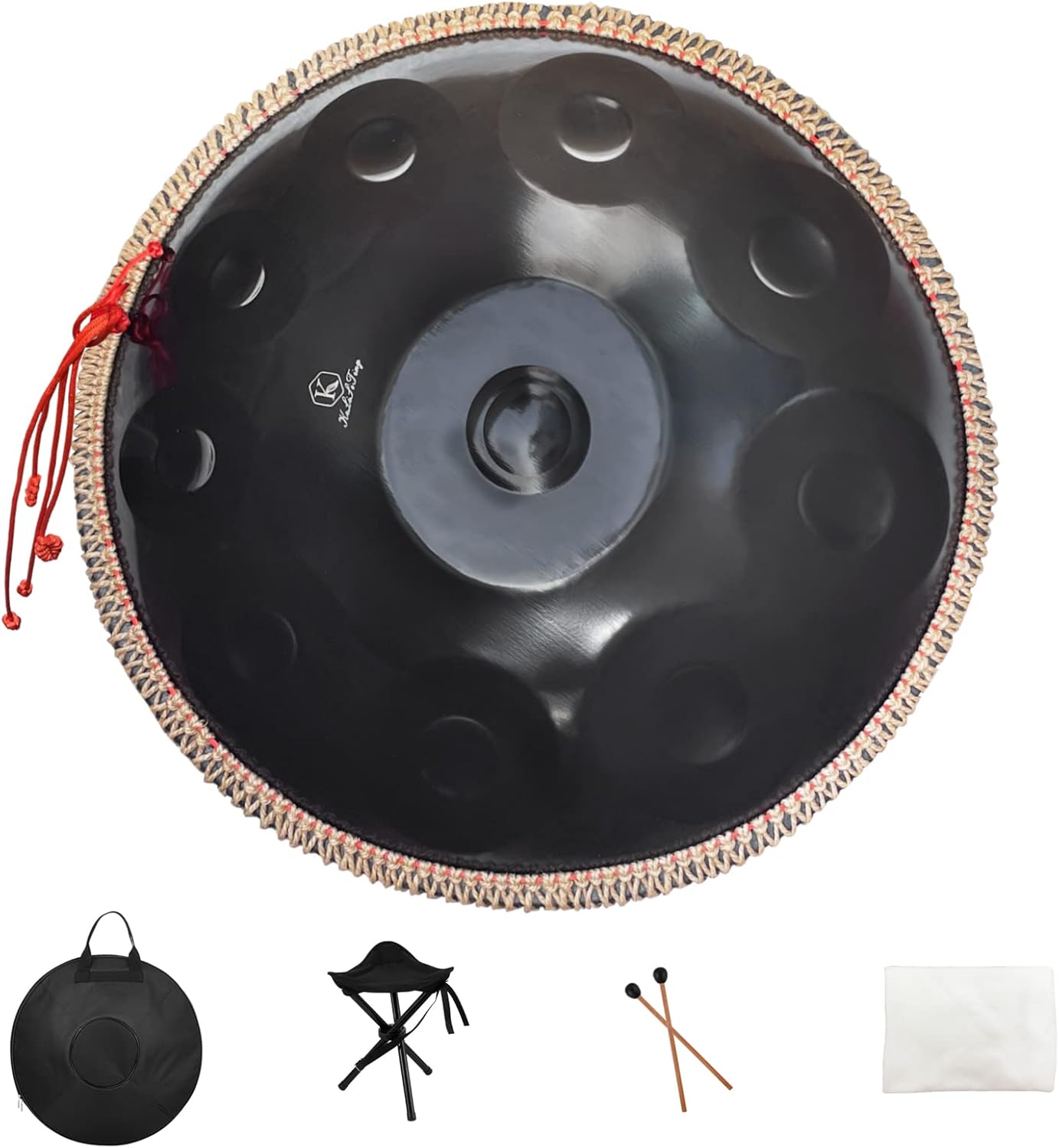 Handpan 432HZ, 10 Sounds 22 Inches D Minor Handpan Drum, Premium Steel Hand Pan Instrument for Adults, Classic Black