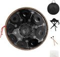 432HZ Handpan Set-Premium 22 Inches 9 Sounds D Minor Steel Hand Pan, Handpan Drum Instrument for Adults,Print Black