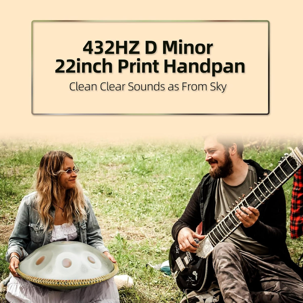 Handpan Drum,22inch 10 Sounds D Minor Silver Print 432hz Handpan, Adult's Steel Hand Pan Instrument, Sounds Clean Clear Ethereal