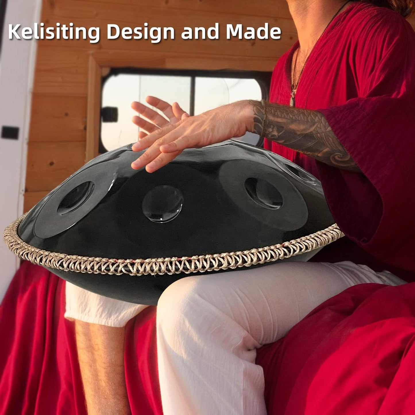 Handpan 432HZ, 10 Sounds 22 Inches D Minor Handpan Drum, Premium Steel Hand Pan Instrument for Adults, Classic Black