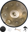 Handpan Drum 22 Inches D Minor Kurd, 432Hz 10 Notes Hand Drum Instrument, Premium Steel Drum