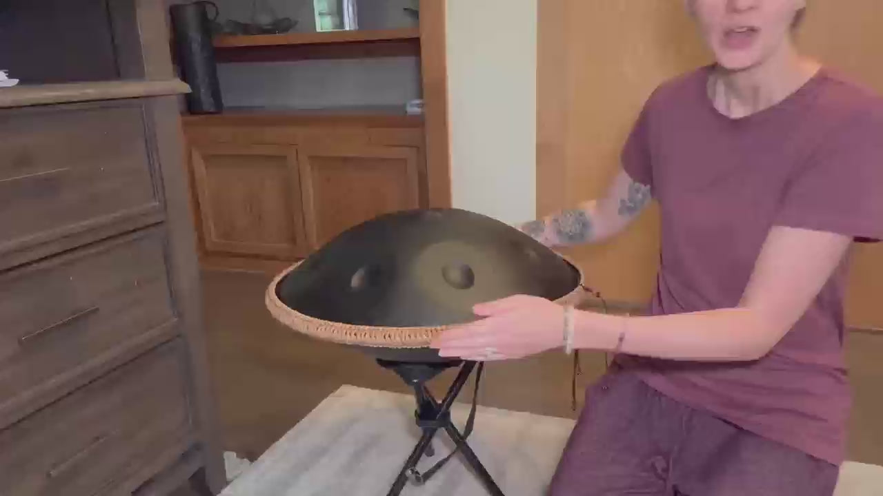 Handpan 432HZ, 10 Sounds 22 Inches D Minor Handpan Drum, Premium Steel Hand Pan Instrument for Adults, Classic Black